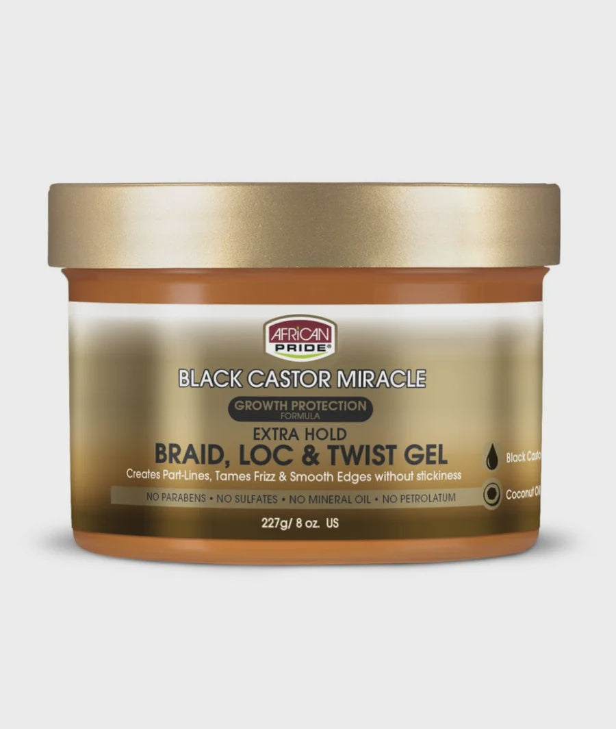 AFRICAN PRIDE BLACK CASTOR MIRACLE BRAID, LOC & TWIST GEL