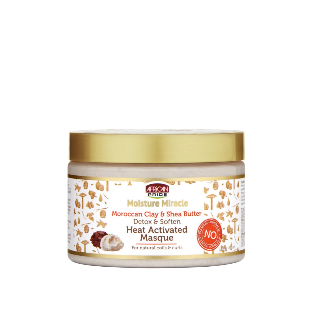 AFRICAN PRIDE MOISTURE MIRACLE MOROCCAN CLAY & SHEA BUTTER HEAT ACTIVATED MASQUE