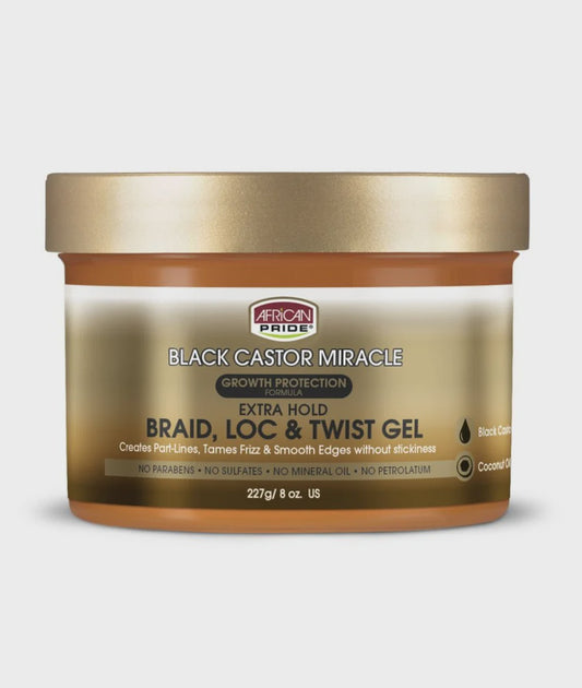 AFRICAN PRIDE BLACK CASTOR MIRACLE BRAID, LOC & TWIST GEL